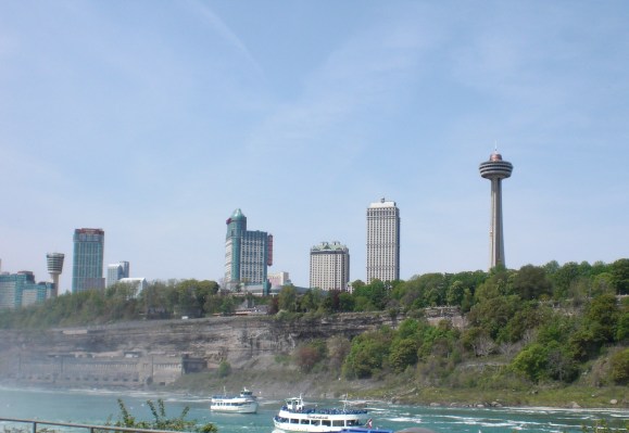 The skyline of Niagara Falls, Ontario including the Skylon Tower
